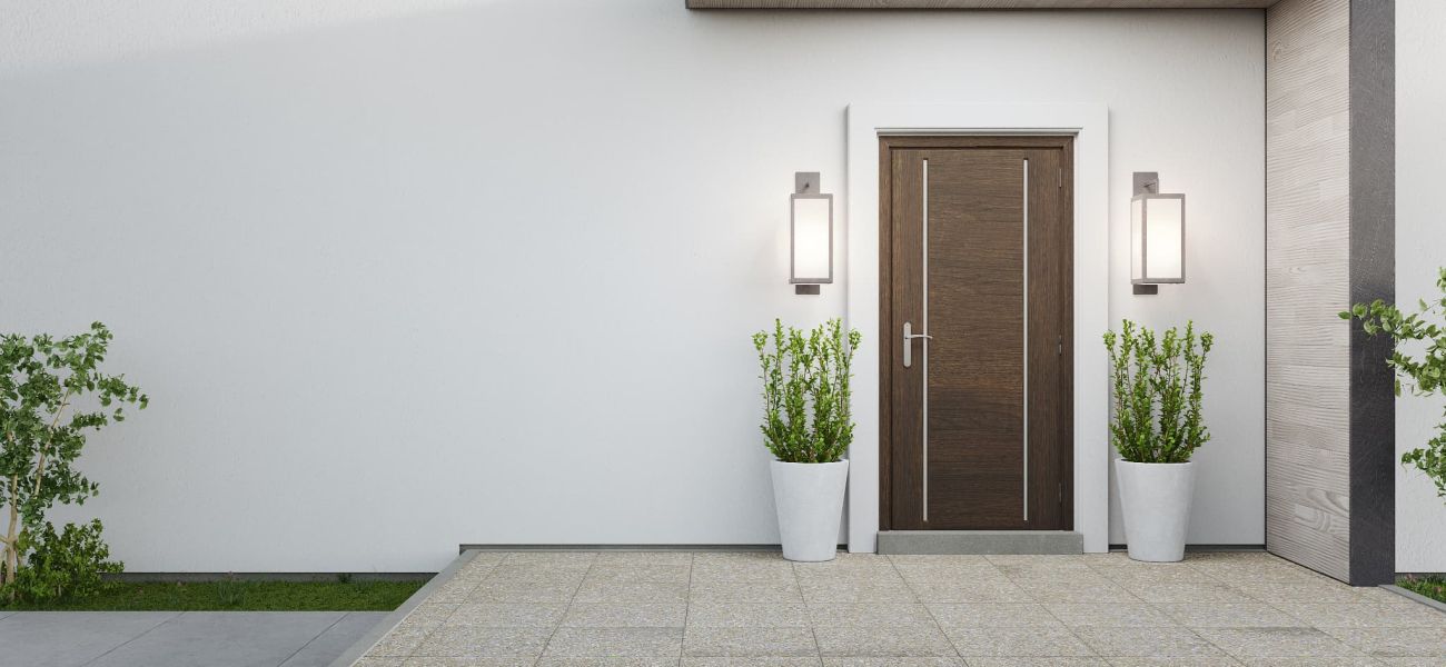 representación puerta entrada casa moderna